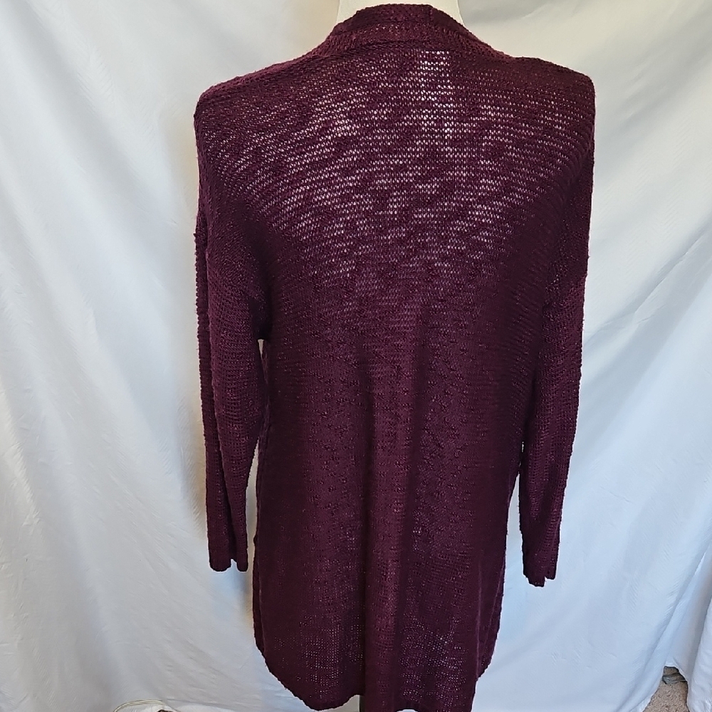 Terra Sky Women's Burgundy Open-Front Long Sleeve Sweater Size OX/14W - Picture 2 of 6
